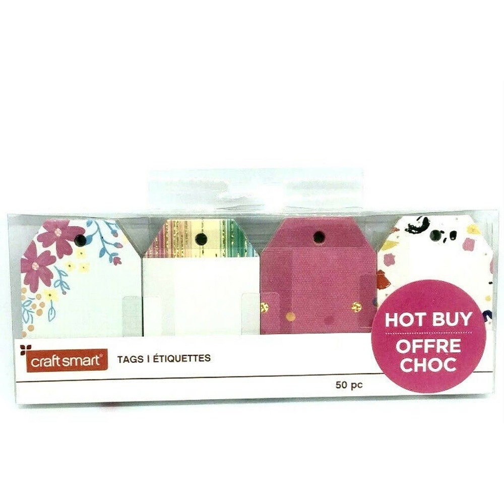 Craft Smart Tags Cardboard 50 / 5 Designs Rainbow